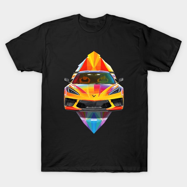 C8 Corvette Supercar Racecar Prism Art Sportscar Muscle Car Corvette C8 T-Shirt by Tees 4 Thee